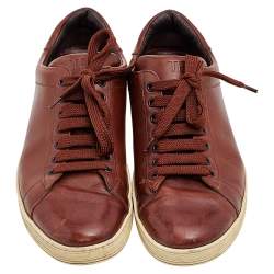 Pre Owned Tom Ford Brown Leather Low Top Sneakers Size 46