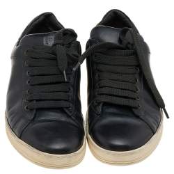 Tom Ford Black Leather Low Top Sneakers Size 42