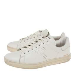 Tom Ford White Leather Low Top Sneakers Size 40