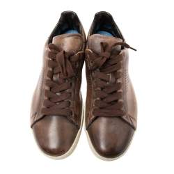 Tom Ford Brown Leather Warwick Low Top Sneakers Size 40