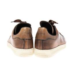 Tom Ford Brown Leather Warwick Low Top Sneakers Size 40