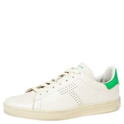 Tom Ford White Warwick Perforated Leather Low-Top Sneakers Size 41