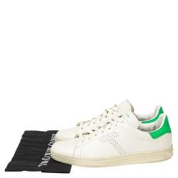 Tom Ford White Warwick Perforated Leather Low-Top Sneakers Size 41