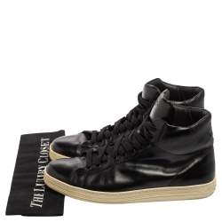 Tom Ford Black Leather High Top Sneakers Size 44