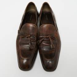 Pre Owned حذاء لوفرز توم فورد جلد بني بشراشيب سليب أون مقاس 40