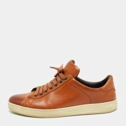 Tom Ford Brown Leather Low Top Sneakers Size 45 Tom Ford | TLC