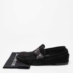 Tom Ford Black Suede And Leather Twist Band Elkan Loafer Size 43