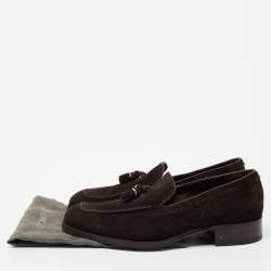 Tom Ford Dark Brown Suede Edgar Tassel Loafers Size 42.5
