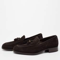 Tom Ford Dark Brown Suede Edgar Tassel Loafers Size 42.5