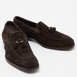 Tom Ford Dark Brown Suede Edgar Tassel Loafers Size 42.5