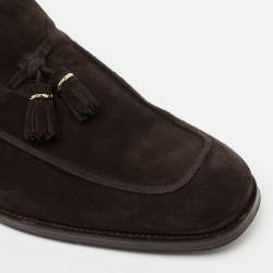 Tom Ford Dark Brown Suede Edgar Tassel Loafers Size 42.5