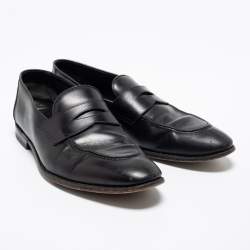 Tom Ford Black Leather Penny Loafers Size 44