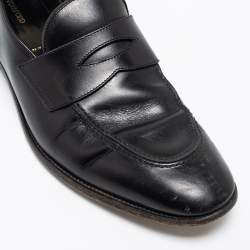 Tom Ford Black Leather Penny Loafers Size 44