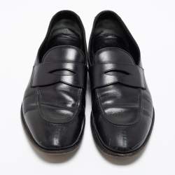 Tom Ford Black Leather Penny Loafers Size 44