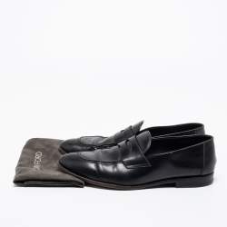 Tom Ford Black Leather Penny Loafers Size 44