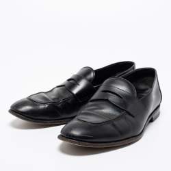 Tom Ford Black Leather Penny Loafers Size 44
