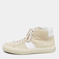 Tom Ford Beige/White Suede and Leather Cambridge High Top Sneakers Size 44