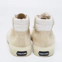 Tom Ford Beige/White Suede and Leather Cambridge High Top Sneakers Size 44