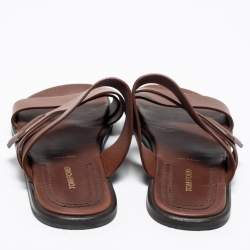 Pre Owned Tom Ford Brown Leather Flat Sandals Size 43
