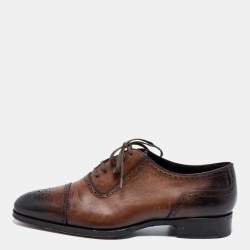 Tom Ford Brown Brogue Leather Lace Up Oxfords Size 42.5