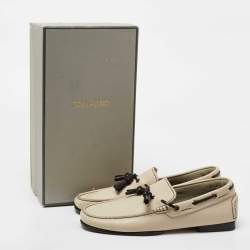 Tom Ford Beige Leather Tassel Slip On Loafers Size 40