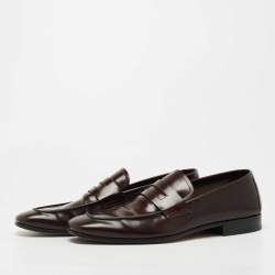 Tom Ford Dark Brown Leather Slip On Loafers Size 41