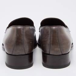 Tom Ford Grey/Black Ombre Leather Adney Twist Loafers Size 44