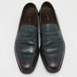 Tom Ford Green Leather Penny Slip On Loafers Size 43