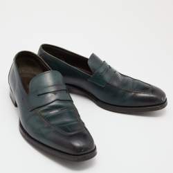 Tom Ford Green Leather Penny Slip On Loafers Size 43
