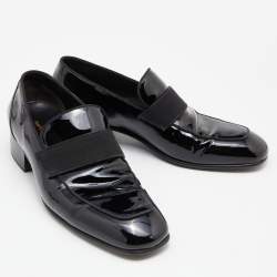 Tom Ford Black Patent Leather and Ribbon Band Tuxedo Loafers Size 43