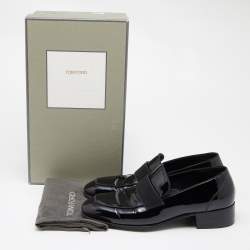 Tom Ford Black Patent Leather and Ribbon Band Tuxedo Loafers Size 43
