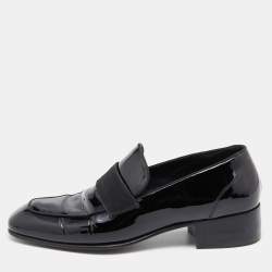 Tom Ford Black Patent Leather and Ribbon Band Tuxedo Loafers Size 43