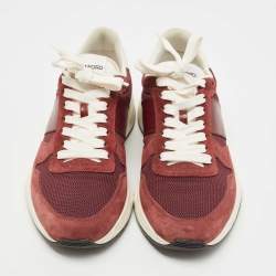 Pre Owned Tom Ford Burgundy Suede and Mesh Orford Low Top Sneakers Size 42