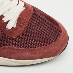 Pre Owned Tom Ford Burgundy Suede and Mesh Orford Low Top Sneakers Size 42
