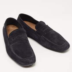 Tom Ford Navy Blue Suede Berwick Loafers Size 43.5