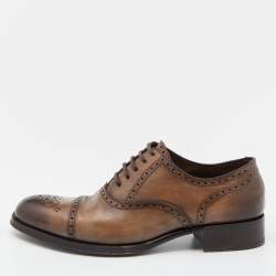 Tom Ford Brown Brogue Leather Lace Up Oxfords Size 44