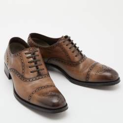 Tom Ford Brown Brogue Leather Lace Up Oxfords Size 44