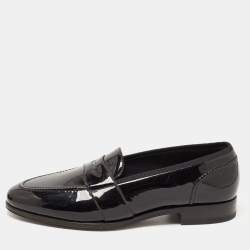Pre Owned Tom Ford Black Patent Leather Penny Slip On Loafers Size 42.5