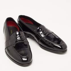 Pre Owned Tom Ford Black Patent Leather Penny Slip On Loafers Size 42.5
