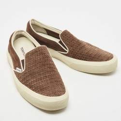 Tom Ford Dark Brown Woven Suede Cambridge Sneakers Size 44