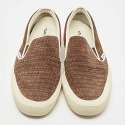 Tom Ford Dark Brown Woven Suede Cambridge Sneakers Size 44