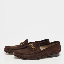 Pre Owned Tom Ford Brown Suede York Chain Loafers Size 41