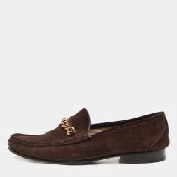Pre Owned Tom Ford Brown Suede York Chain Loafers Size 41