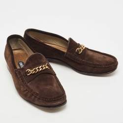 Pre Owned Tom Ford Brown Suede York Chain Loafers Size 41