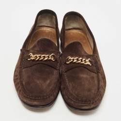 Pre Owned Tom Ford Brown Suede York Chain Loafers Size 41