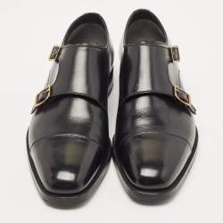Tom Ford Black Leather Elkan Monk Strap Derby Size 42