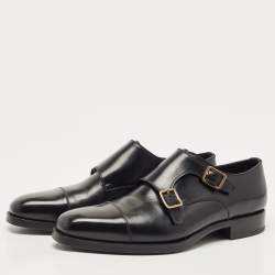 Tom Ford Black Leather Elkan Monk Strap Derby Size 42