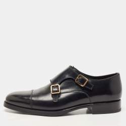Tom Ford Black Leather Elkan Monk Strap Derby Size 42