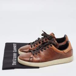 Tom Ford Brown Leather Warwick Sneakers Size 41