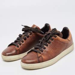 Tom Ford Brown Leather Warwick Sneakers Size 41